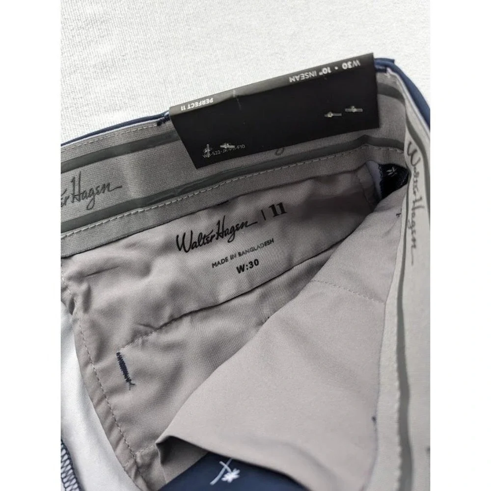 Mens Walter Hagen Perfect 11 Majors Golf Shorts Size 30 Palm Trees Navy Blue NEW